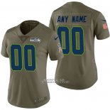 Camiseta NFL Limited Mujer Seattle Seahawks Personalizada 2017 Salute To Service Verde