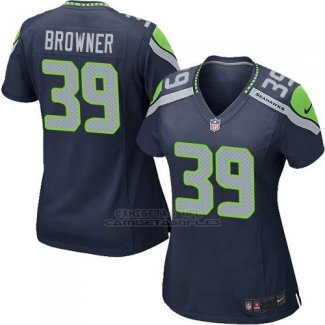 Camiseta Seattle Seahawks Browner Azul Oscuro Nike Game NFL Mujer