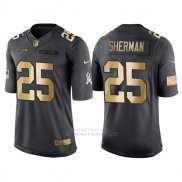 Camiseta Seattle Seahawks Sherman Negro 2016 Nike Gold Anthracite Salute To Service NFL Hombre