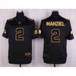 Camiseta Cleveland Browns Manziel Negro Nike Elite Pro Line Gold NFL Hombre