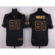 Camiseta Miami Dolphins Wake Negro Nike Elite Pro Line Gold NFL Hombre