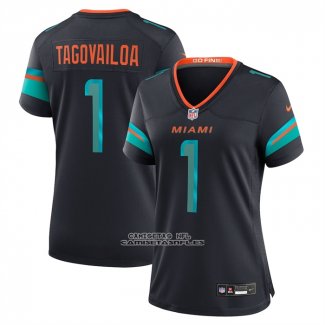 Camiseta NFL Game Mujer Miami Dolphins Tua Tagovailoa 2025 Rivalries Collection Azul