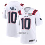 Camiseta NFL Game New England Patriots Drake Maye Super Bowl LX Patch Blanco