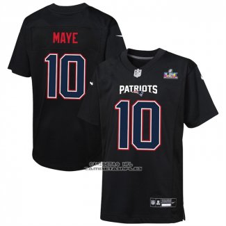 Camiseta NFL Game Nino New England Patriots Drake Maye Carbon Fashion Negro