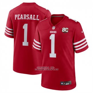 Camiseta NFL Game San Francisco 49ers Ricky Pearsall 80 Aniversario Rojo