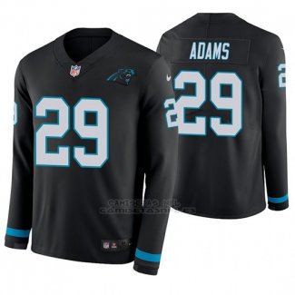 Camiseta NFL Hombre Carolina Panthers Mike Adams Negro Therma Manga Larga