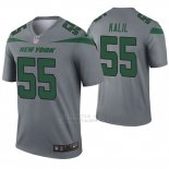 Camiseta NFL Legend Hombre New York Jets 55 Ryan Kalil Inverted Gris