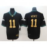 Camiseta NFL Limited Gold Hombre Philadelphia Eagles 11 Wentz Negro Verde