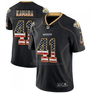 Camiseta NFL Limited Hombre New Orleans Saints Alvin Kamara Saints Negro 2018 USA Flag Fashion Color Rush