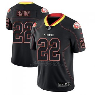 Camiseta NFL Limited Hombre San Francisco 49ers Matt Breida Negro Color Rush 2018 Lights Out