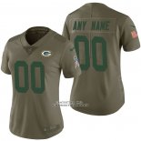 Camiseta NFL Limited Mujer Green Bay Packers Personalizada 2017 Salute To Service Verde