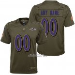 Camiseta NFL Limited Nino Baltimore Ravens Personalizada Salute To Service Verde