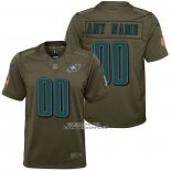 Camiseta NFL Limited Nino Philadelphia Eagles Personalizada Salute To Service Verde