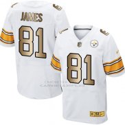 Camiseta Pittsburgh Steelers James Blanco Nike Gold Elite NFL Hombre