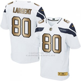 Camiseta Seattle Seahawks Largent Blanco Nike Gold Elite NFL Hombre