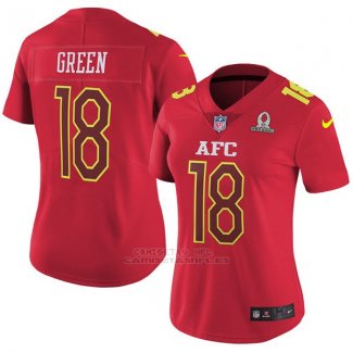 Camiseta AFC Green Rojo 2017 Pro Bowl NFL Mujer