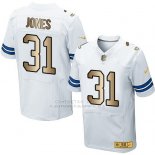 Camiseta Dallas Cowboys Jones Blanco Nike Gold Elite NFL Hombre