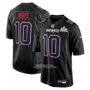 Camiseta NFL Game New England Patriots Drake Maye Super Bowl LX Patch Negro