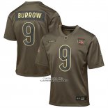 Camiseta NFL Game Nino Cincinnati Bengals Joe Burrow 2025 Salute To Service Olive