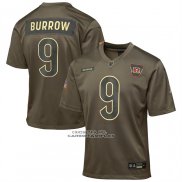 Camiseta NFL Game Nino Cincinnati Bengals Joe Burrow 2025 Salute To Service Olive