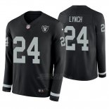 Camiseta NFL Hombre Oakland Raiders Marshawn Lynch Negro Therma Manga Larga