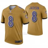Camiseta NFL Legend Hombre Baltimore Ravens 8 Lamar Jackson Inverted Oro