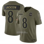 Camiseta NFL Limited Baltimore Ravens Lamar Jackson 2025 Salute To Service Verde Militar