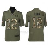 Camiseta NFL Limited Hombre Indianapolis Colts 12 Andrew Luck Verde Salute To Service
