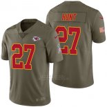 Camiseta NFL Limited Hombre Kansas City Chiefs 27 Kareem Hunt 2017 Salute To Service Verde