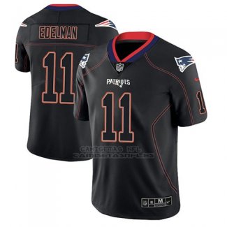 Camiseta NFL Limited Hombre New England Patriots Julian Edelman Negro Color Rush 2018 Lights Out
