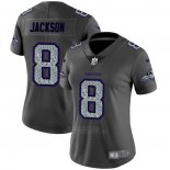 Camiseta NFL Limited Mujer Baltimore Ravens Jackson Static Fashion Gris
