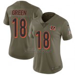Camiseta NFL Limited Mujer Cincinnati Bengals 18 A.j. Verde Verde Stitched 2017 Salute To Service