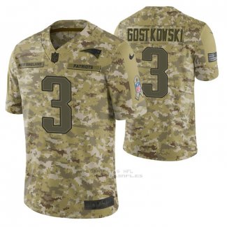 Camiseta NFL Limited New England Patriots 3 Stephen Gostkowski 2018 Salute To Service Camuflaje