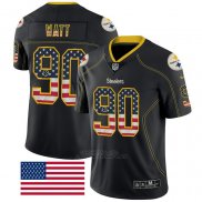 Camiseta NFL Limited Pittsburgh Steelers Watt Rush USA Flag Negro