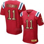 Camiseta New England Patriots Edelman Rojo Nike Gold Elite NFL Hombre