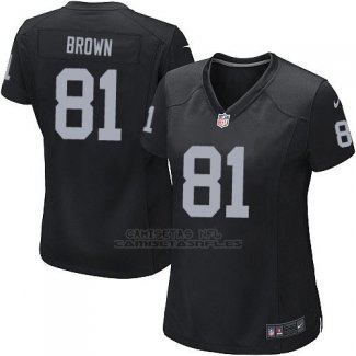 Camiseta Oakland Raiders Brown Negro Nike Game NFL Mujer