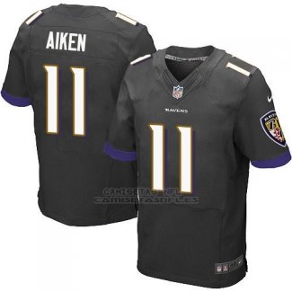 Camiseta Baltimore Ravens Aiken Negro Nike Elite NFL Hombre