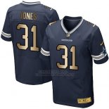 Camiseta Dallas Cowboys Jones Profundo Azul Nike Gold Elite NFL Hombre