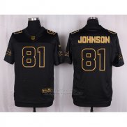 Camiseta Detroit Lions Johnson Negro Nike Elite Pro Line Gold NFL Hombre