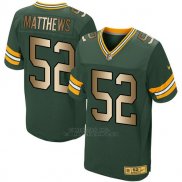 Camiseta Green Bay Packers Matthews Verde Nike Gold Elite NFL Hombre