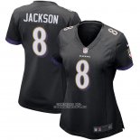 Camiseta NFL Game Mujer Baltimore Ravens Lamar Jackson Negro