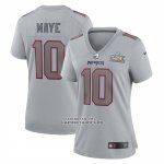 Camiseta NFL Game Mujer New England Patriots Drake Maye Super Bowl LX Patch Gris