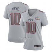 Camiseta NFL Game Mujer New England Patriots Drake Maye Super Bowl LX Patch Gris