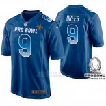 Camiseta NFL Hombre New Orleans Saints Drew Brees NFC 2019 Pro Bowl Azul