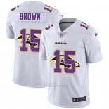 Camiseta NFL Limited Baltimore Ravens Brown Logo Dual Overlap Blanco