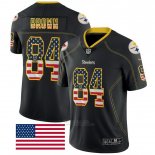 Camiseta NFL Limited Hombre Pittsburgh Steelers 84 Antonio Marron Negro Rush USA Flag