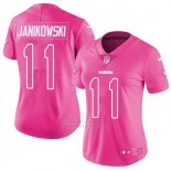Camiseta NFL Limited Mujer Oakland Raiders 11 Sebastian Janikowski Rosa Stitched Rush Fashion