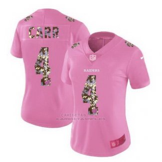 Camiseta NFL Limited Mujer Oakland Raiders 4 Derek Carr Rosa 2017 Vapor Untouchable