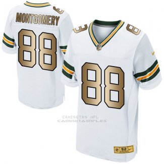 Camiseta Green Bay Packers Montgomery Blanco Nike Gold Elite NFL Hombre