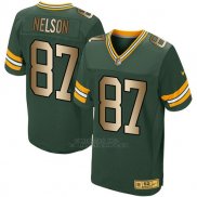 Camiseta Green Bay Packers Nelson Verde Nike Gold Elite NFL Hombre